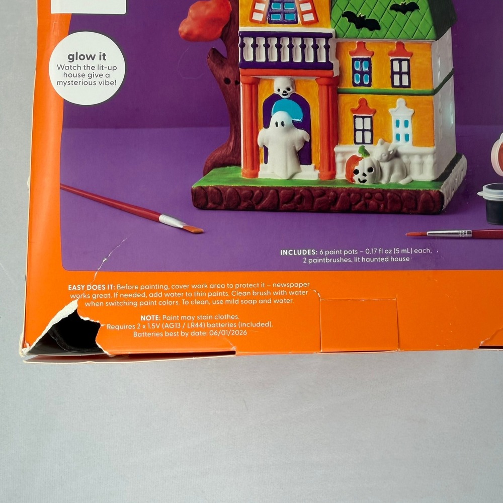 Mondo Llama Paint Your Own Lit Haunted House Kit Halloween Ceramic Craft Set - Picture 7 of 7